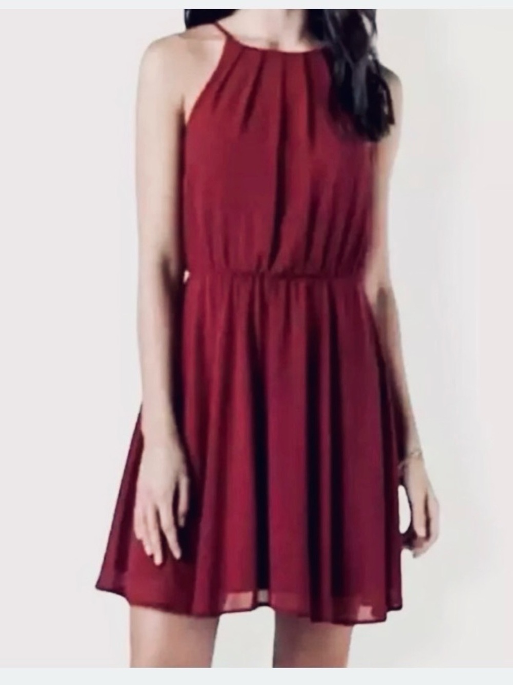 Francesca's / Lush Women’s Sleeveless Burgundy Skater Dress. Sz L. NWT